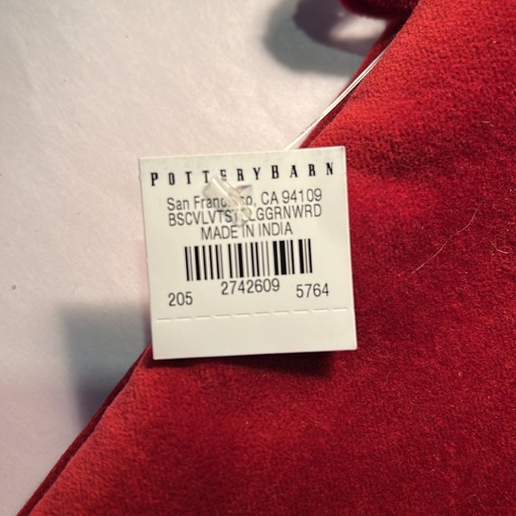 NWT Pottery Barn Personalized “DODGER”Velvet Stocking. Red & green. 24” x 9.5”. - Picture 5 of 5